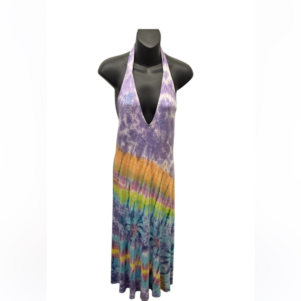 NWT.  1X/2X    Sacred Threads Multicolor Tie-Dye Halter Dress.  LG/GR/GR